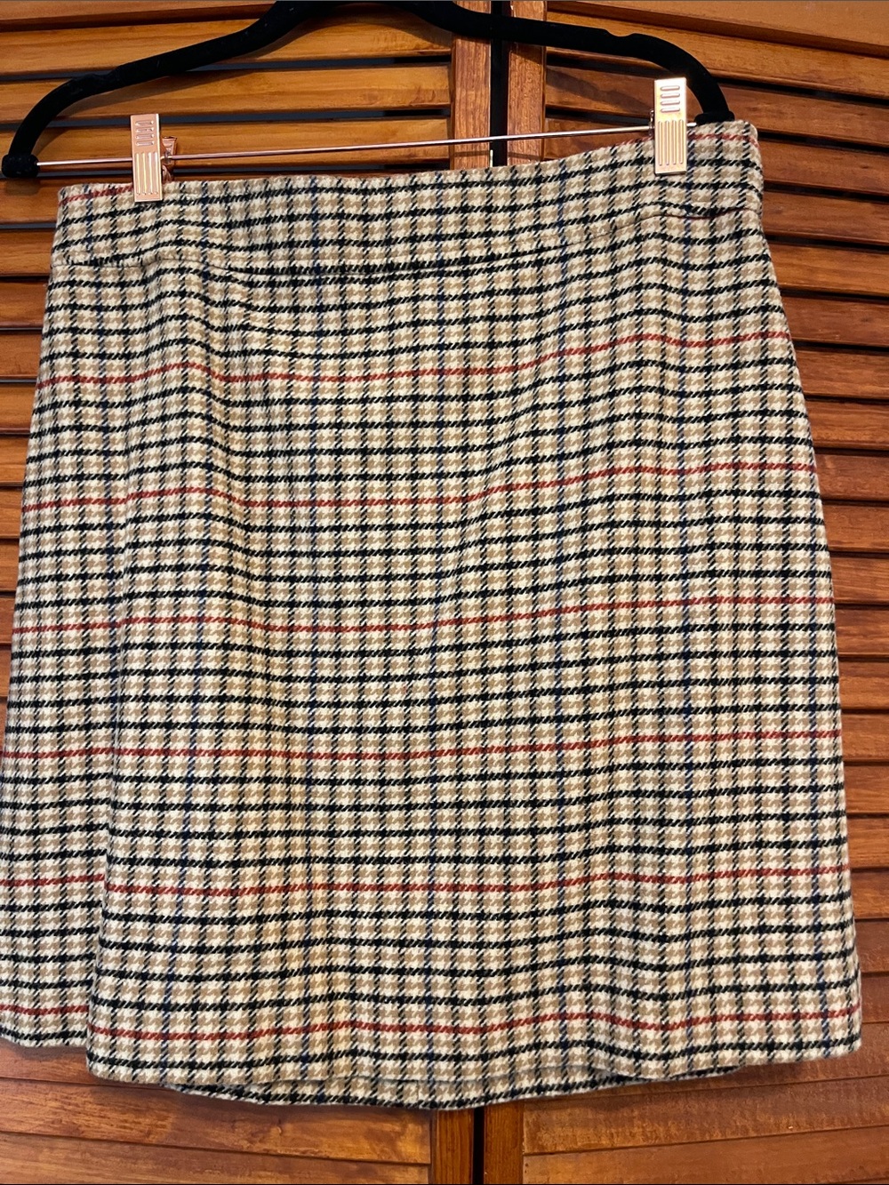 J. Crew Plaid Pencil Skirt - Cream, Black & Red
